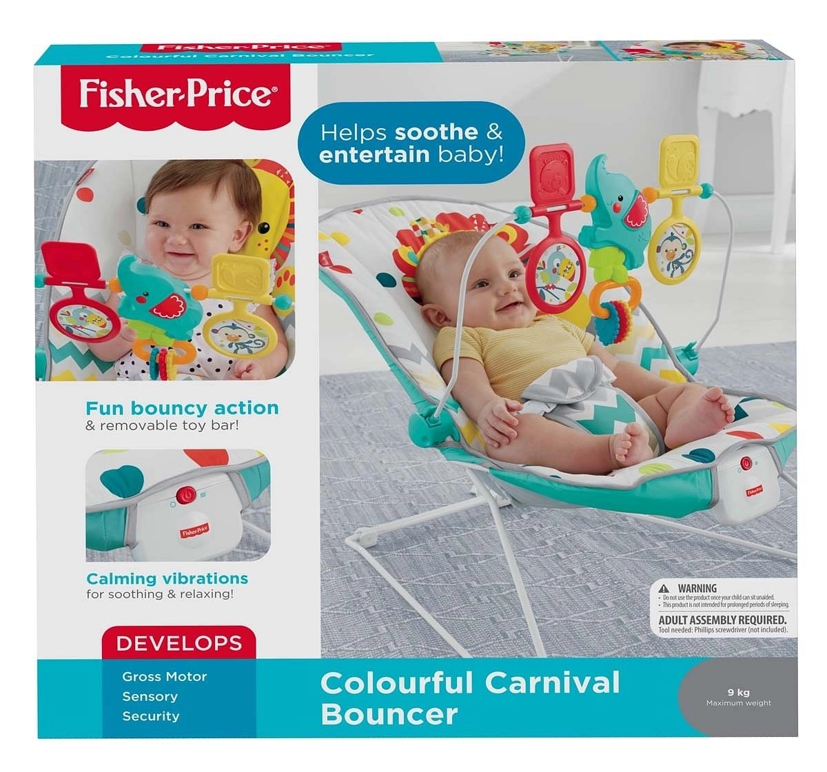 Fisher Price Carnival Bouncer Baby Gear for Kids Age 0M+