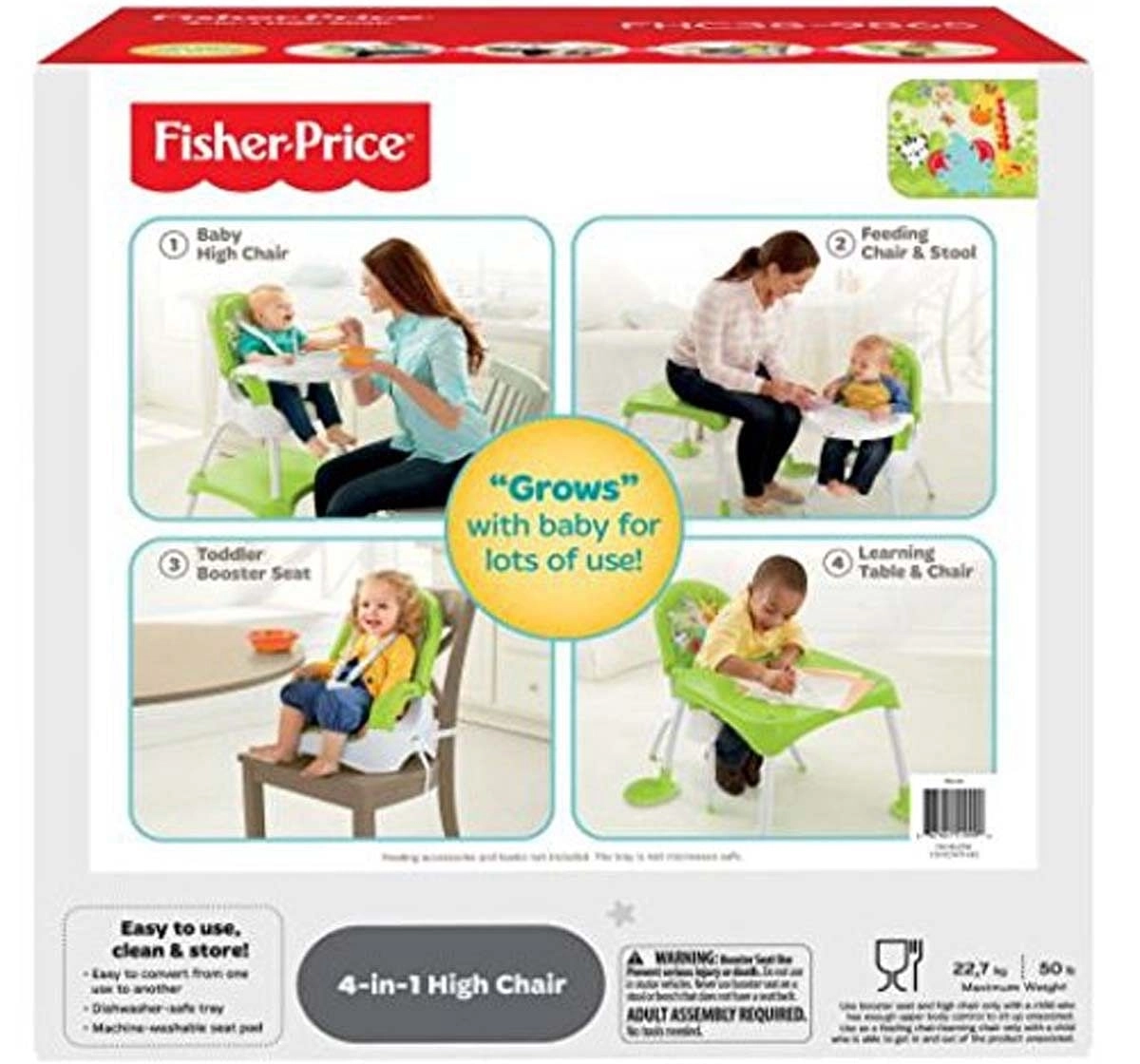Fisher Price 4-In-1 High Chair (Multicolor) Baby Gear for Kids age 12M+ 
