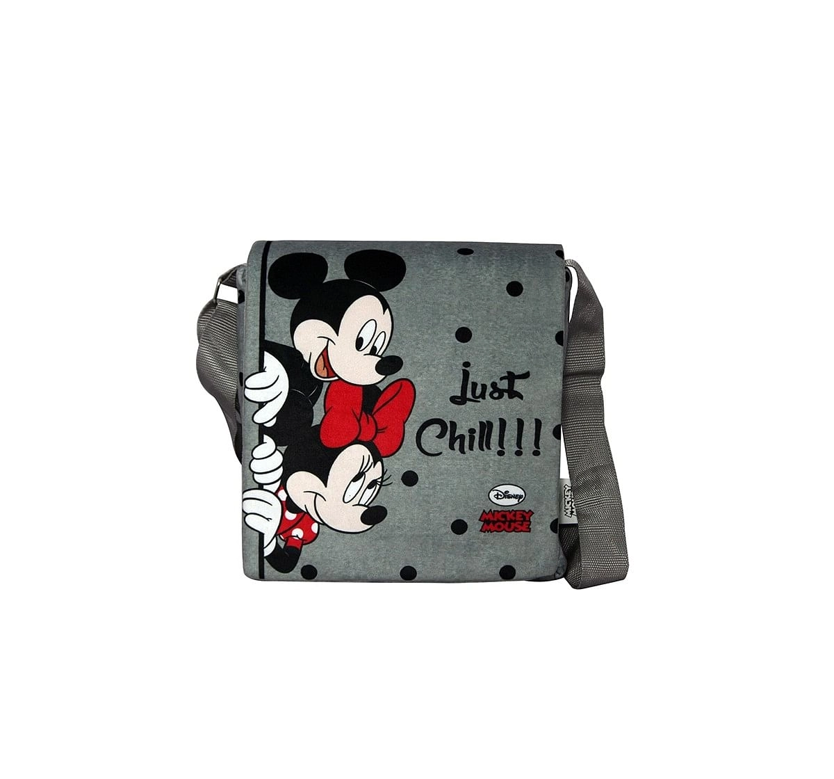 Disney Happiness Zipper Closure Mickey Mouse Printed Sling Bag_Grey_Free Size Plush Accessories for Kids age 12M+ - 27.94 Cm 