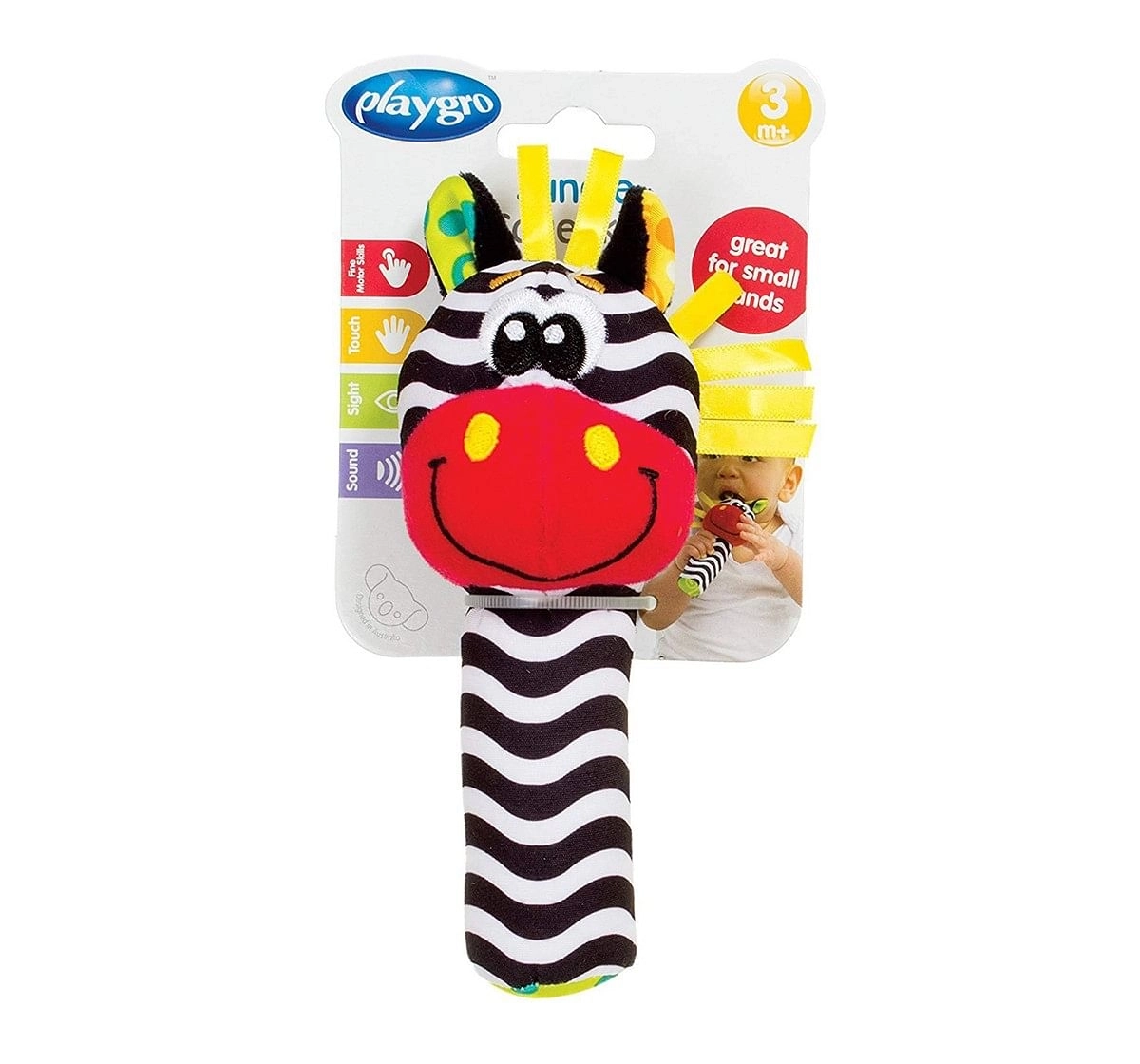 Playgro Jungle Squeaker Zebra New Born for Kids age 3M+ (Black)