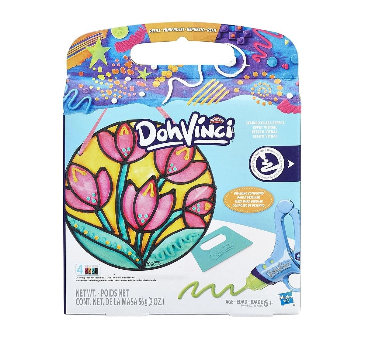 Play-Doh Dohvinci Stained Glass Effect Refill Art Set Assorted Clay & Dough for Kids age 3Y+ 