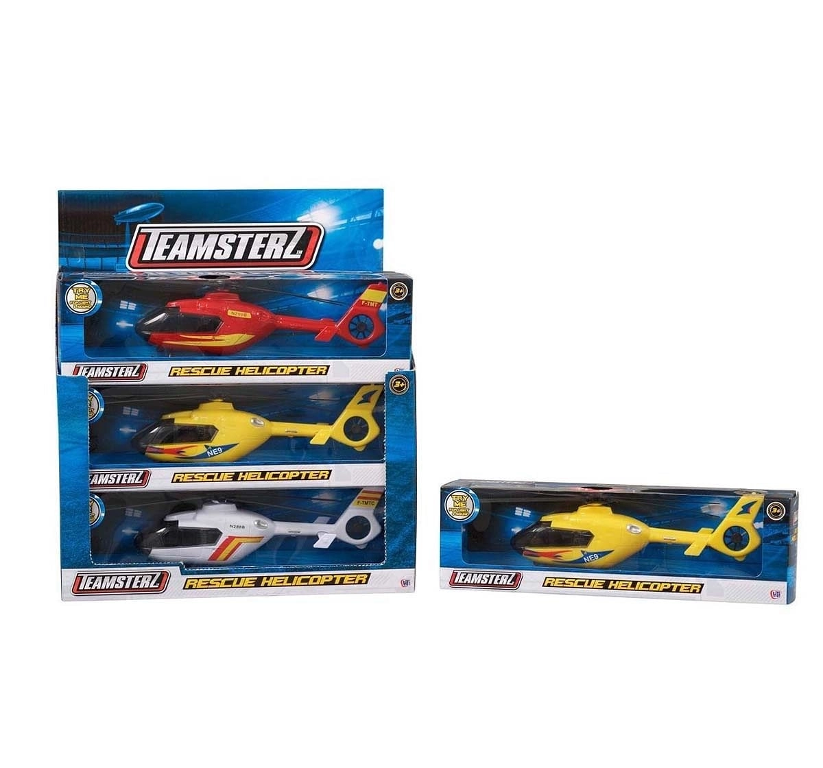 Hti Teamsterz Childrens Toy Helicopter 3 Colours Realistic Sound Free Moving Propellers Vehicles for Kids age 3Y+ 