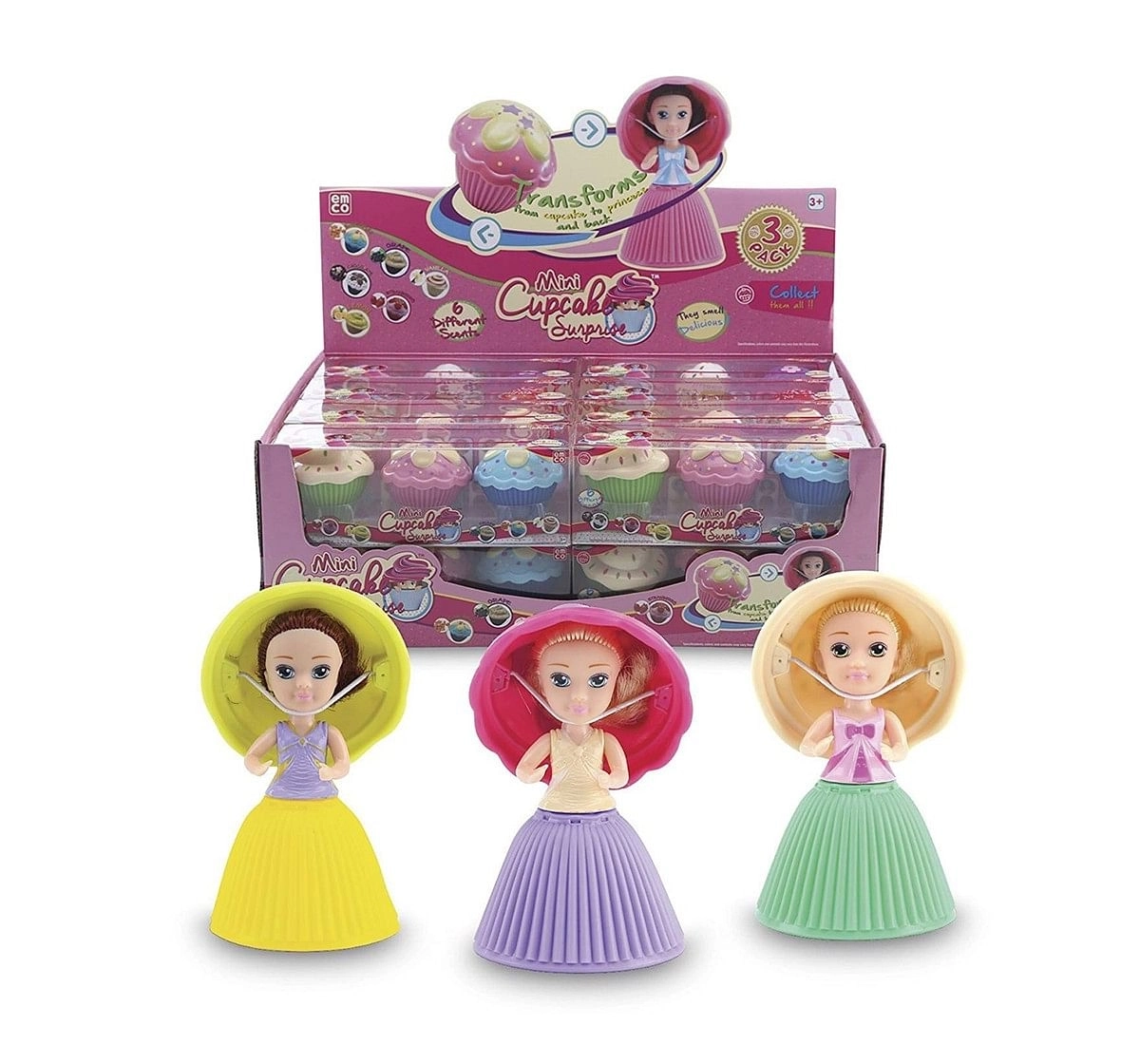 Cupcake Surprise Mini Doll Pack 3 Pieces  Collectible Dolls for Girls age 3Y+ (Assorted Colors)