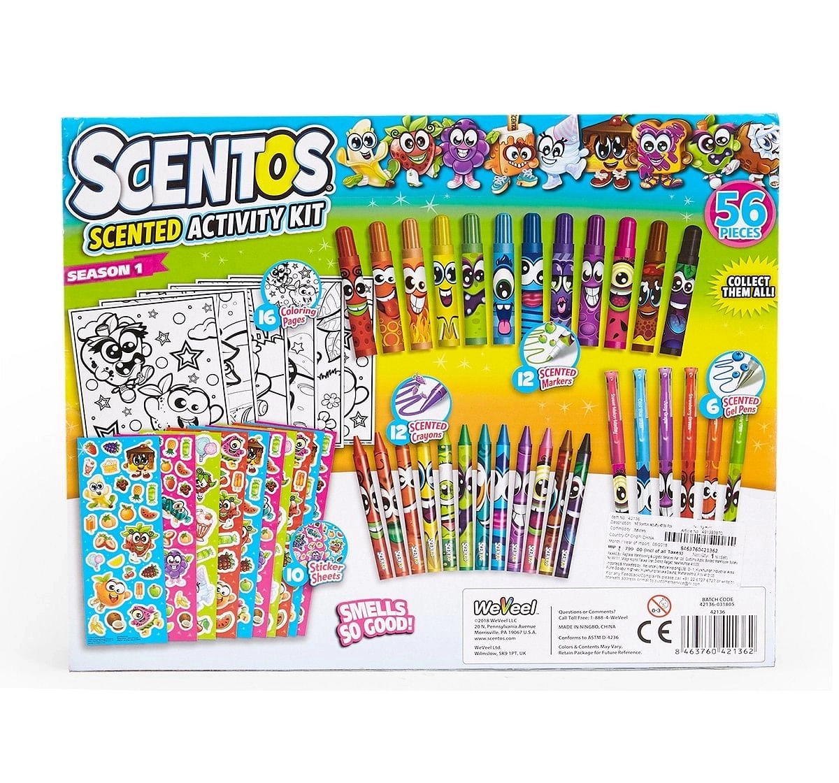 Scentos Activity Kit 56 Pcs School Stationery for Kids age 3Y+ 