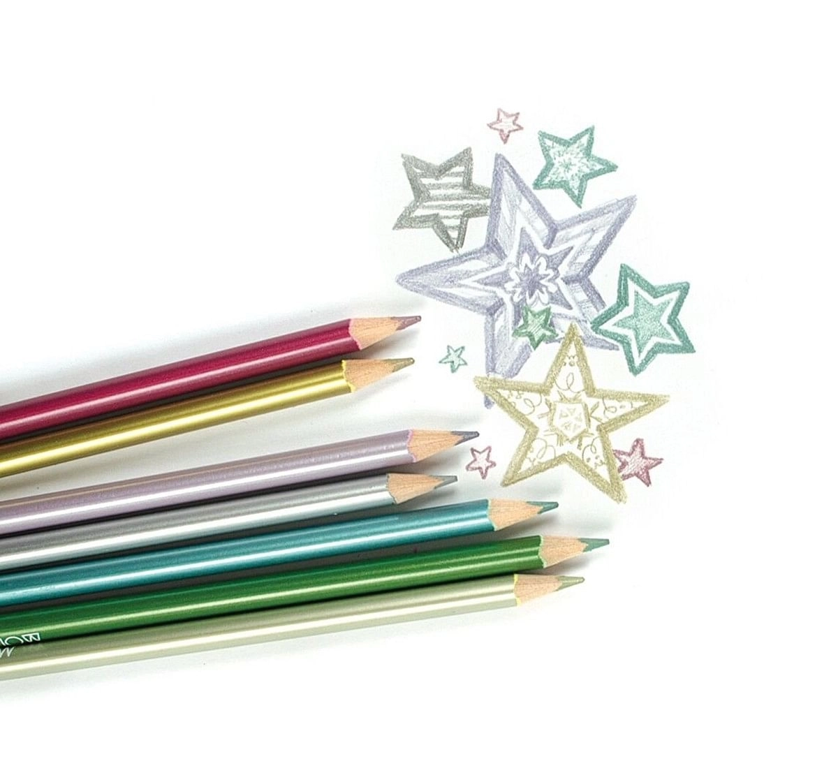 Ooly Modern Metallic Colored Pencils, Set Of 12 (128-111) School Stationery for Kids age 3Y+ 