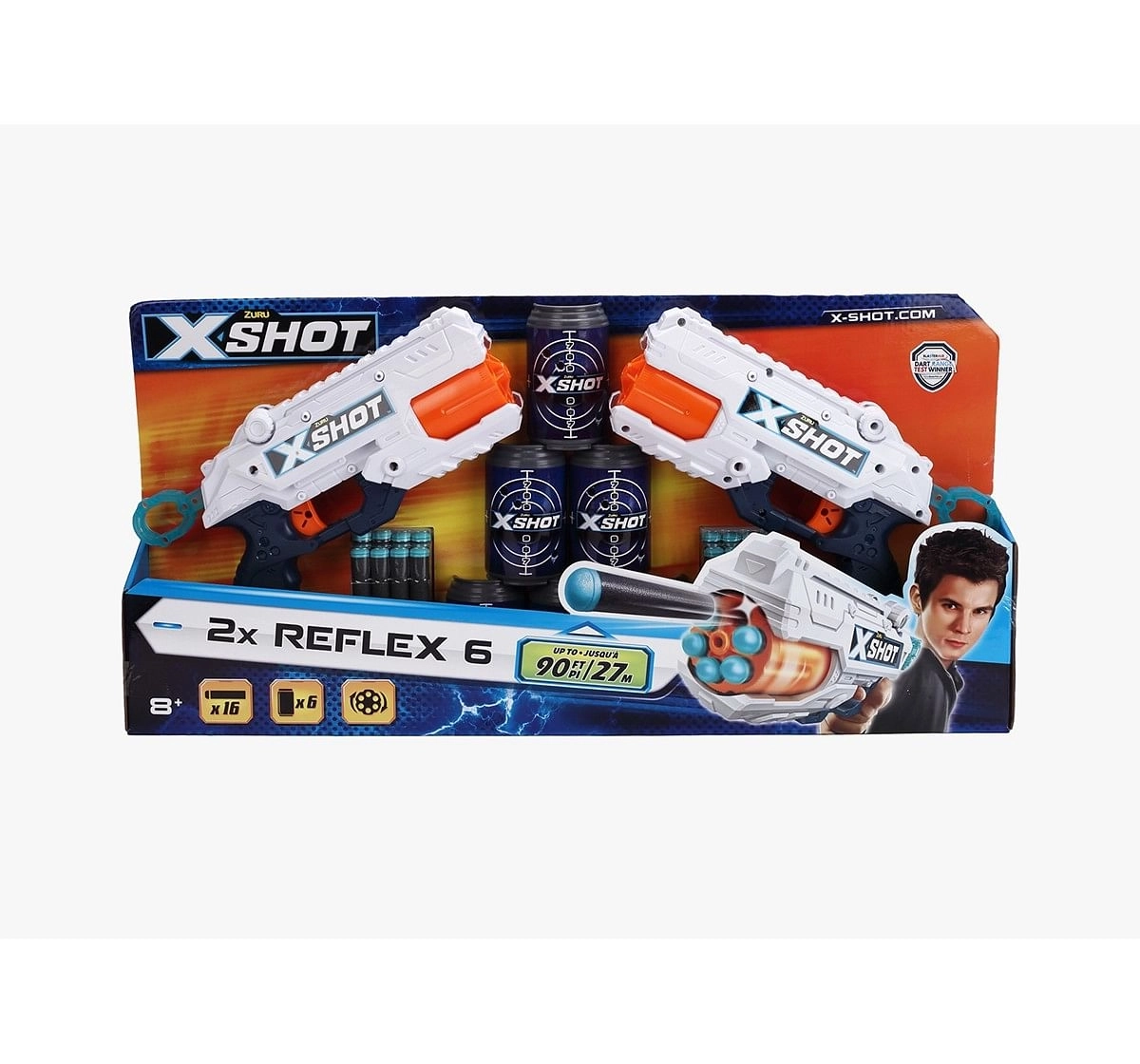 X-Shot Excel Reflex 6 Combo Pack Blasters for Kids age 6Y+ (White)