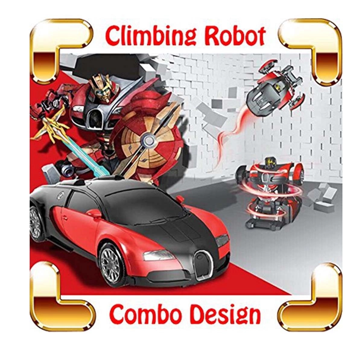 Mz Wall Climbing Black Transforming Robot Bugatti Remote Control Toys for Kids age 8Y+ 