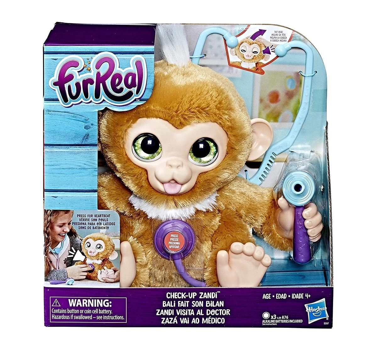 Furreal Friends- Check Up Zandi Interactive Soft Toys for Kids age 4y+ - 27.9 Cm 
