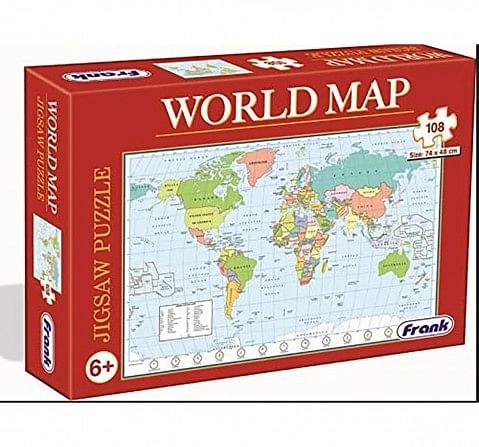 Frank World Map - Giant Sized 108 Pcs Jigsaw Puzzle  for Kids age 6Y+ 