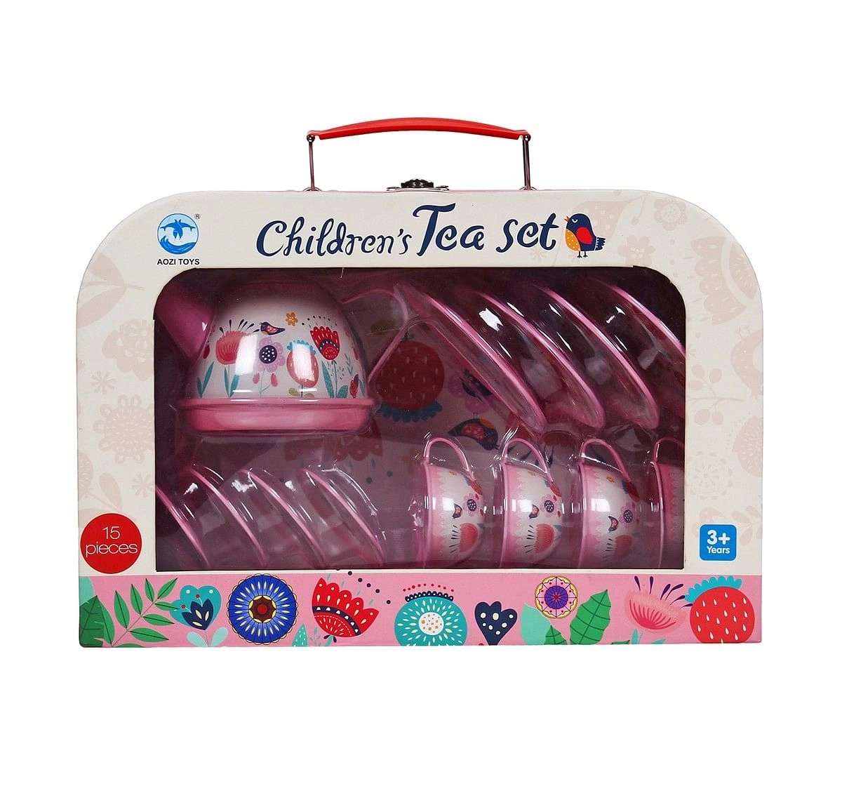 Comdaq Children'S Square 15 Pcs Tea Set for Kids age 3Y+ (Pink)