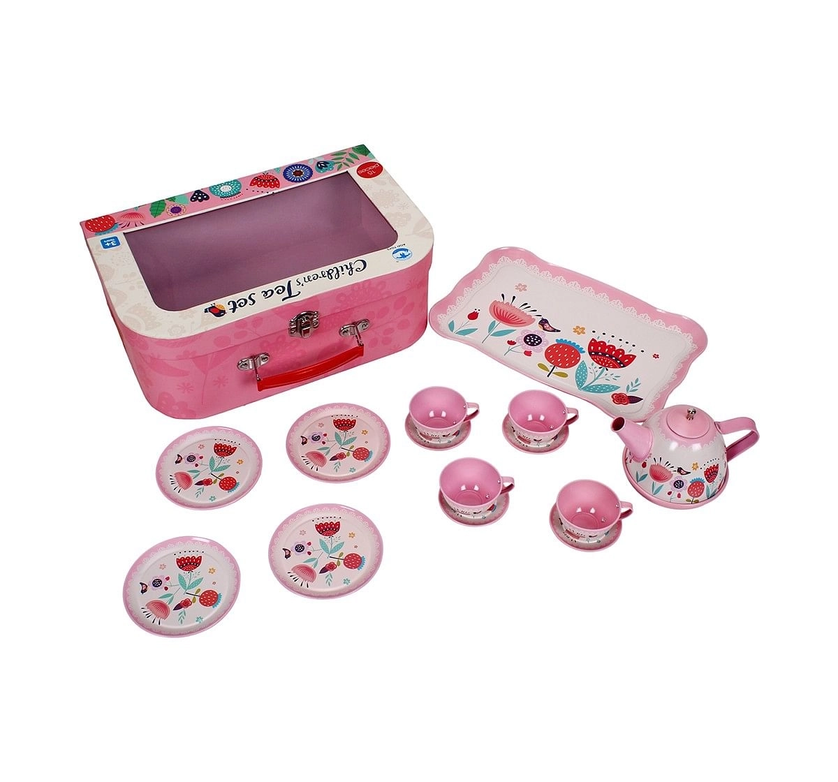 Comdaq Children'S Square 15 Pcs Tea Set for Kids age 3Y+ (Pink)