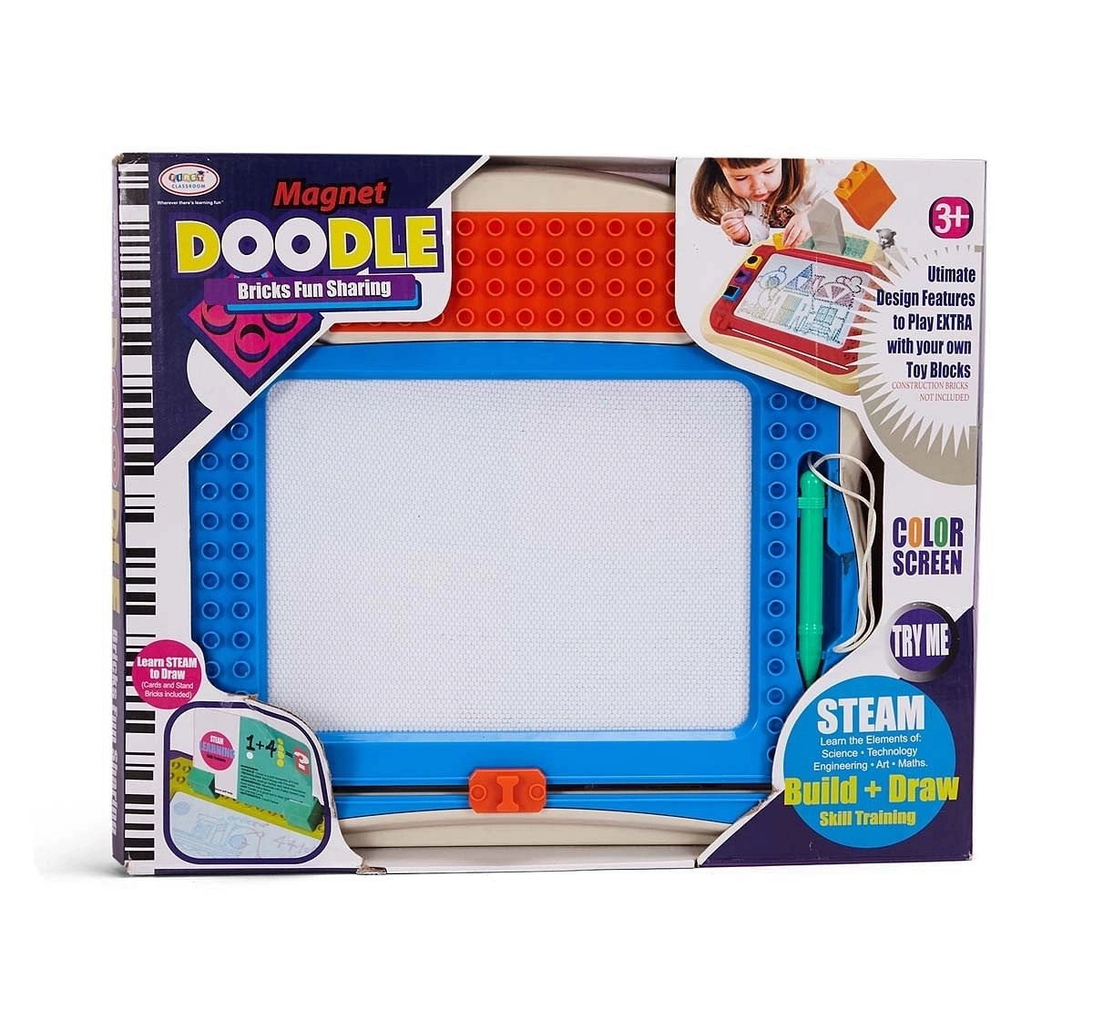 Comdaq Big Doodle Board Blocks - Light Blue Activity Table  for Kids age 3Y+