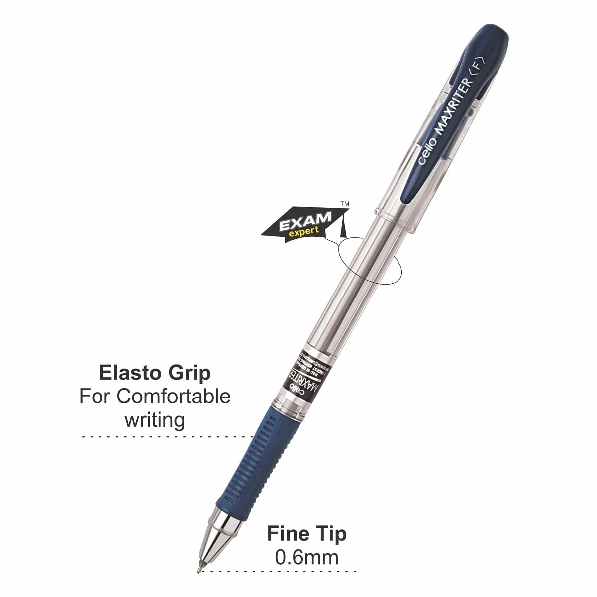 BIC CELLO Maxriter Ball Pen, Pack of 5, Blue, 10Y+