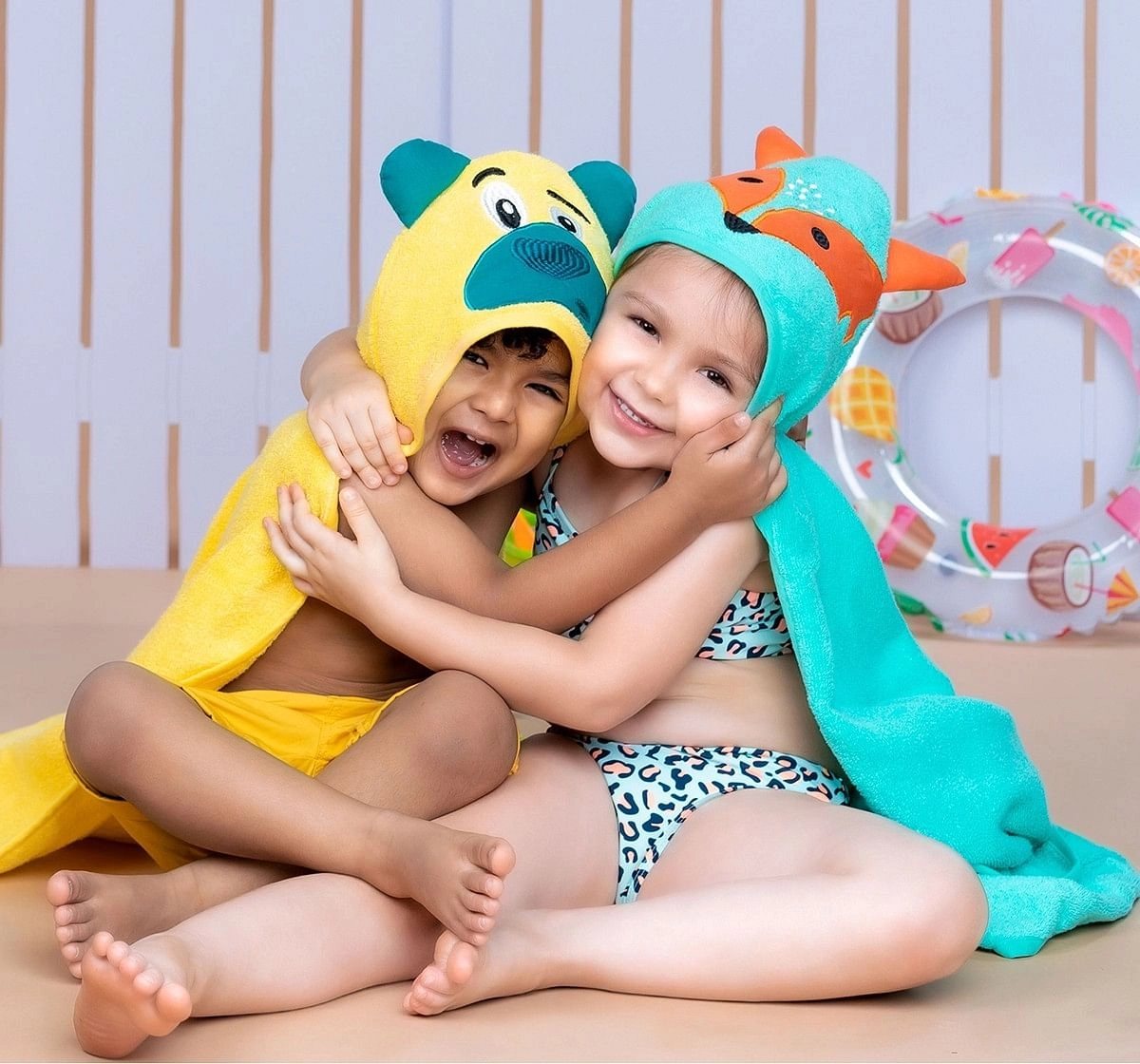 Rabitat Kids Hooded Bath Towel Super Soft Made with Zero Twist Cotton, Yellow, Yellow Bear, 5Y+
