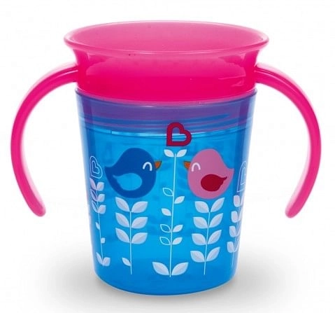 Munchkin 6oz Miracle 360° Deco Blue Bird Trainer Cup™ With lid, Blue-Pink