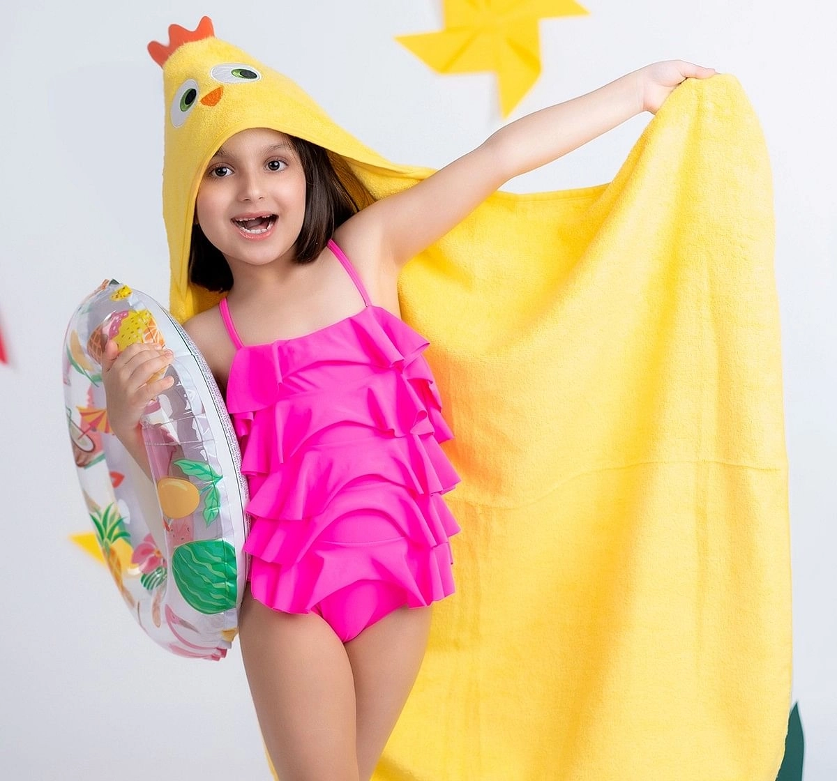 Rabitat Kids Hooded Bath Towel Super Soft Made with Zero Twist Cotton, Yellow, Yellow Bird, 5Y+
