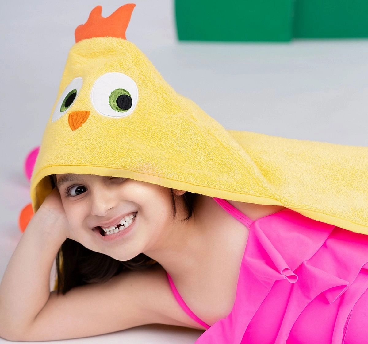 Rabitat Kids Hooded Bath Towel Super Soft Made with Zero Twist Cotton, Yellow, Yellow Bird, 5Y+