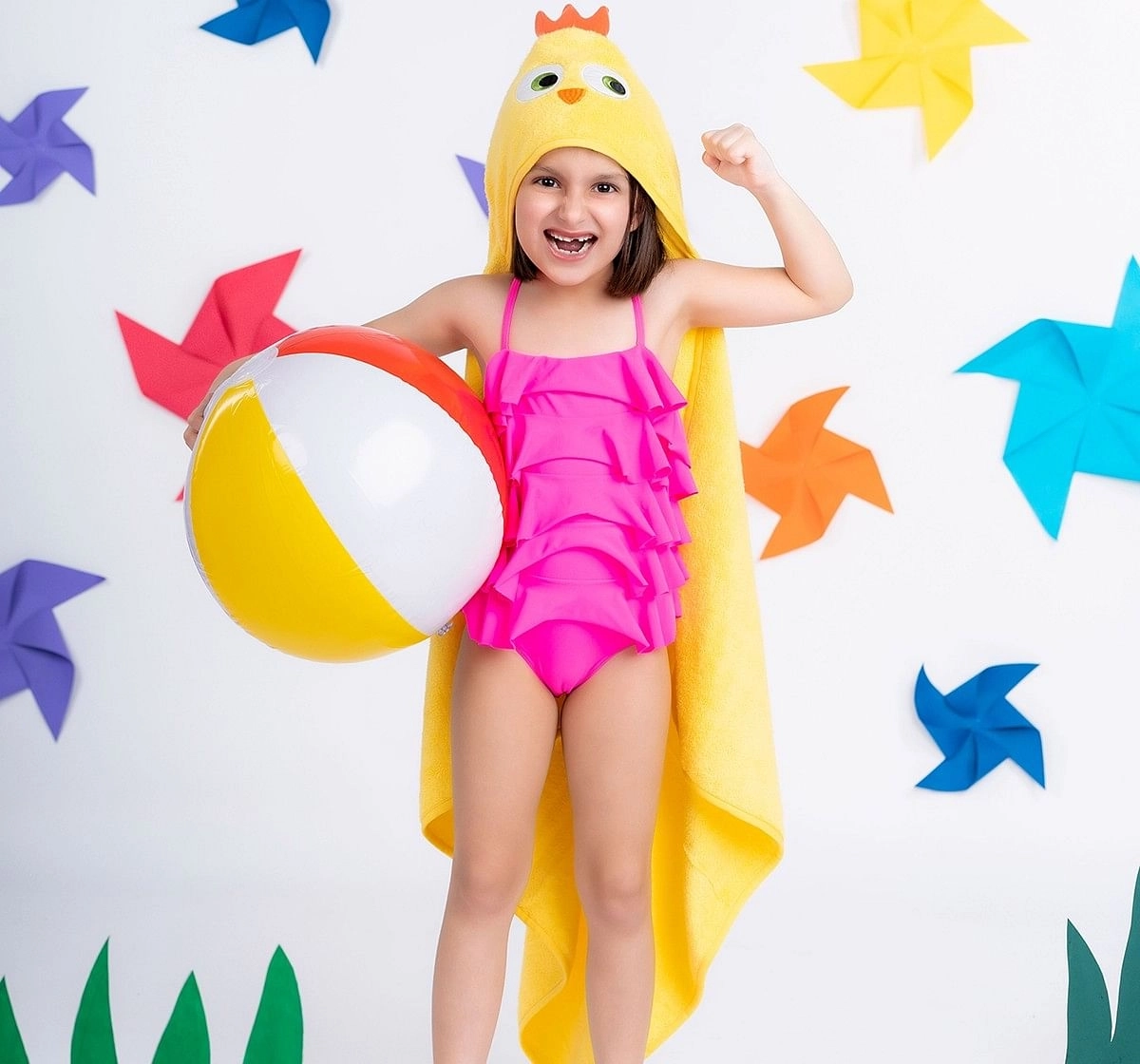 Rabitat Kids Hooded Bath Towel Super Soft Made with Zero Twist Cotton, Yellow, Yellow Bird, 5Y+