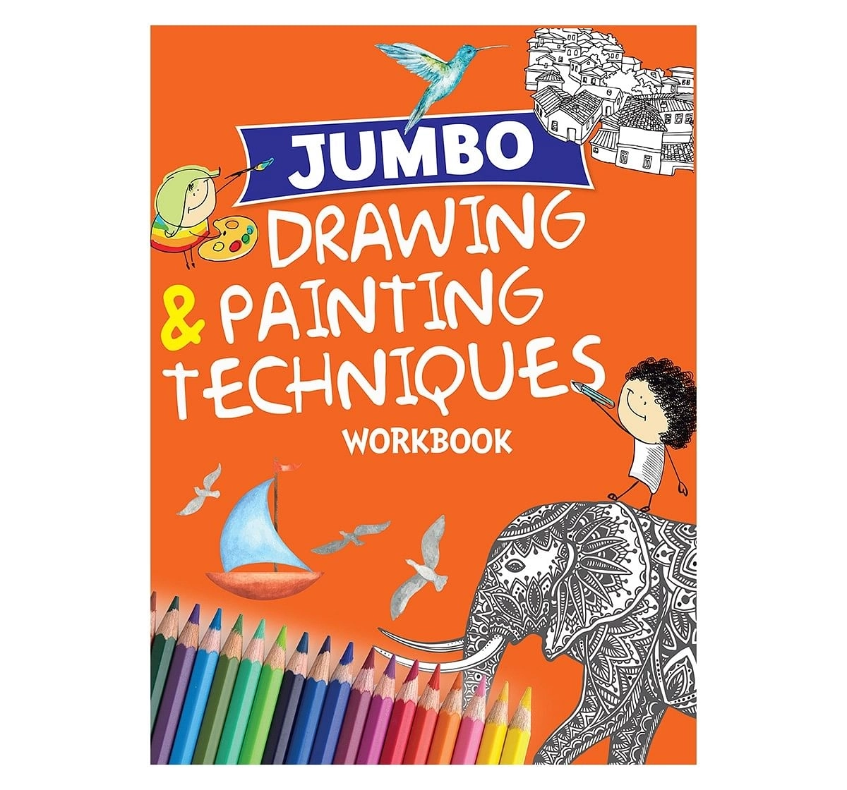 Drawing & Painting : Jumbo Drawing & Painting Techniques Workbook, 128 Pages Book, Paperback
