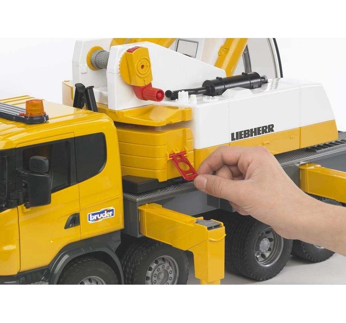 Bruder 1:16 Scania R-Series Yellow Liebherr Crane Truck with Light and Sound Vehicles for Kids age 4Y+
