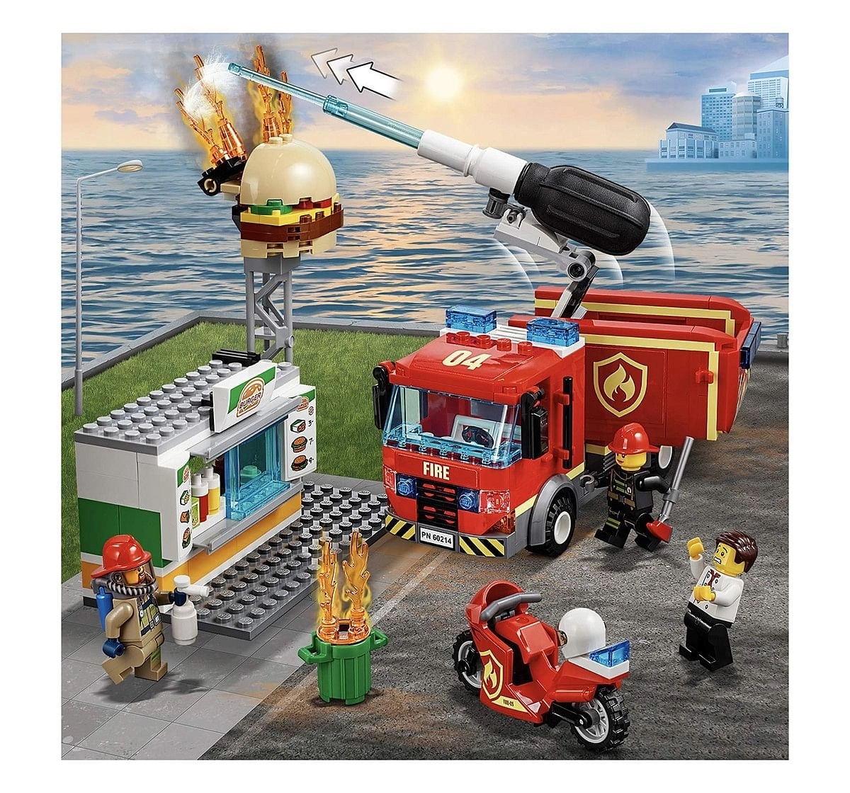 Lego City Burger Bar Fire Rescue Building Blocks (327 Pcs) 60214 for Kids age 5Y+ 