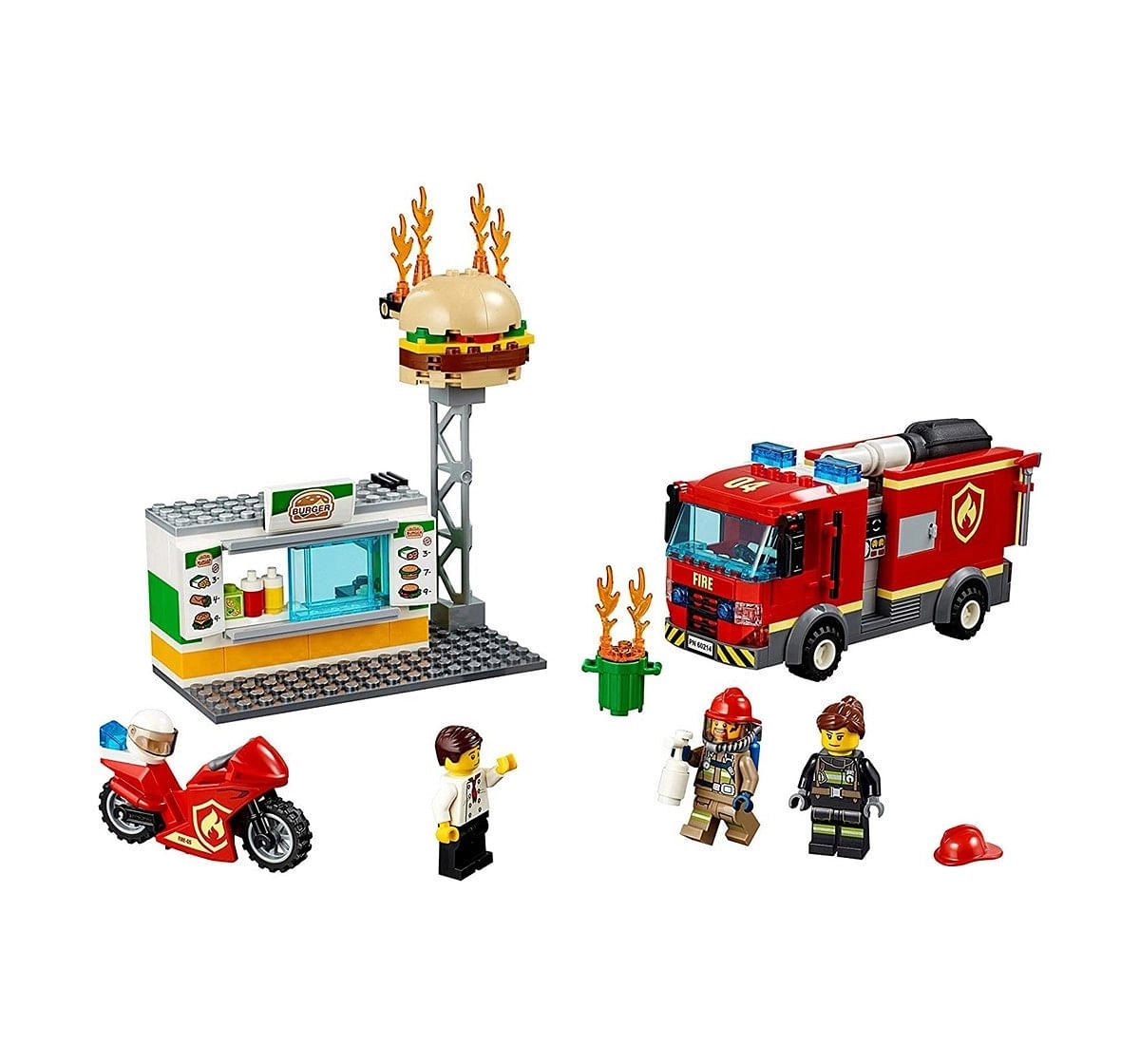 Lego City Burger Bar Fire Rescue Building Blocks (327 Pcs) 60214 for Kids age 5Y+ 
