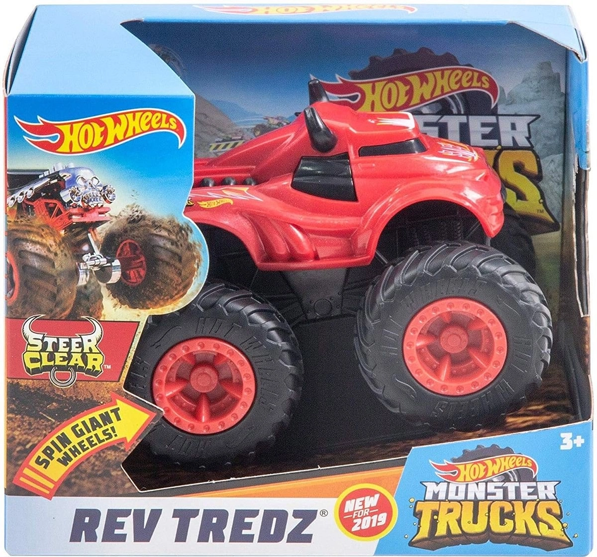 Hot Wheels Monster Trucks 1:43 Rev Tredz Vehicles for Kids age 3Y+, Assorted