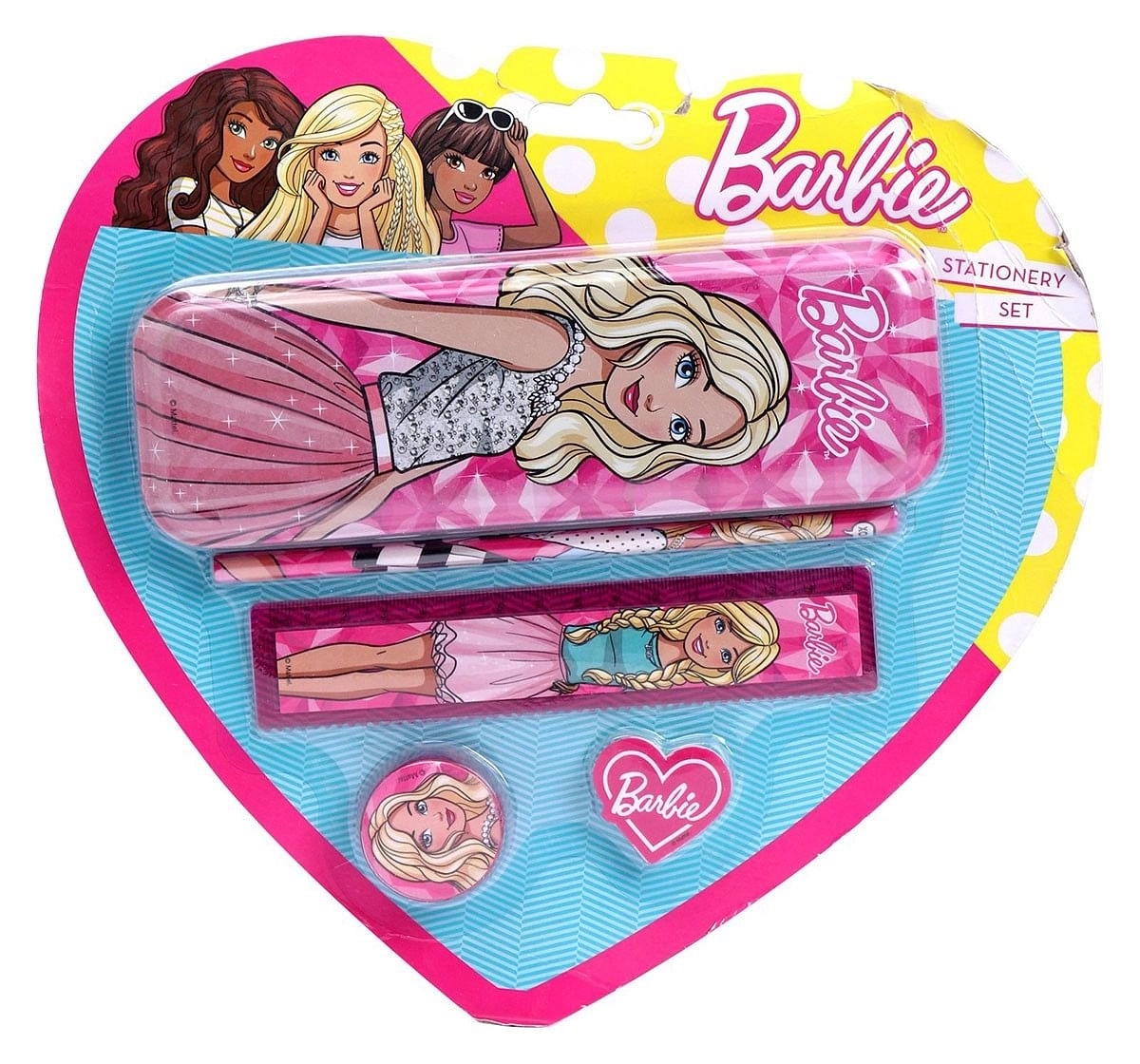 Barbie Stationery Set/ Kit Of 5 In Blister Card, 2Y+ (Multicolor)