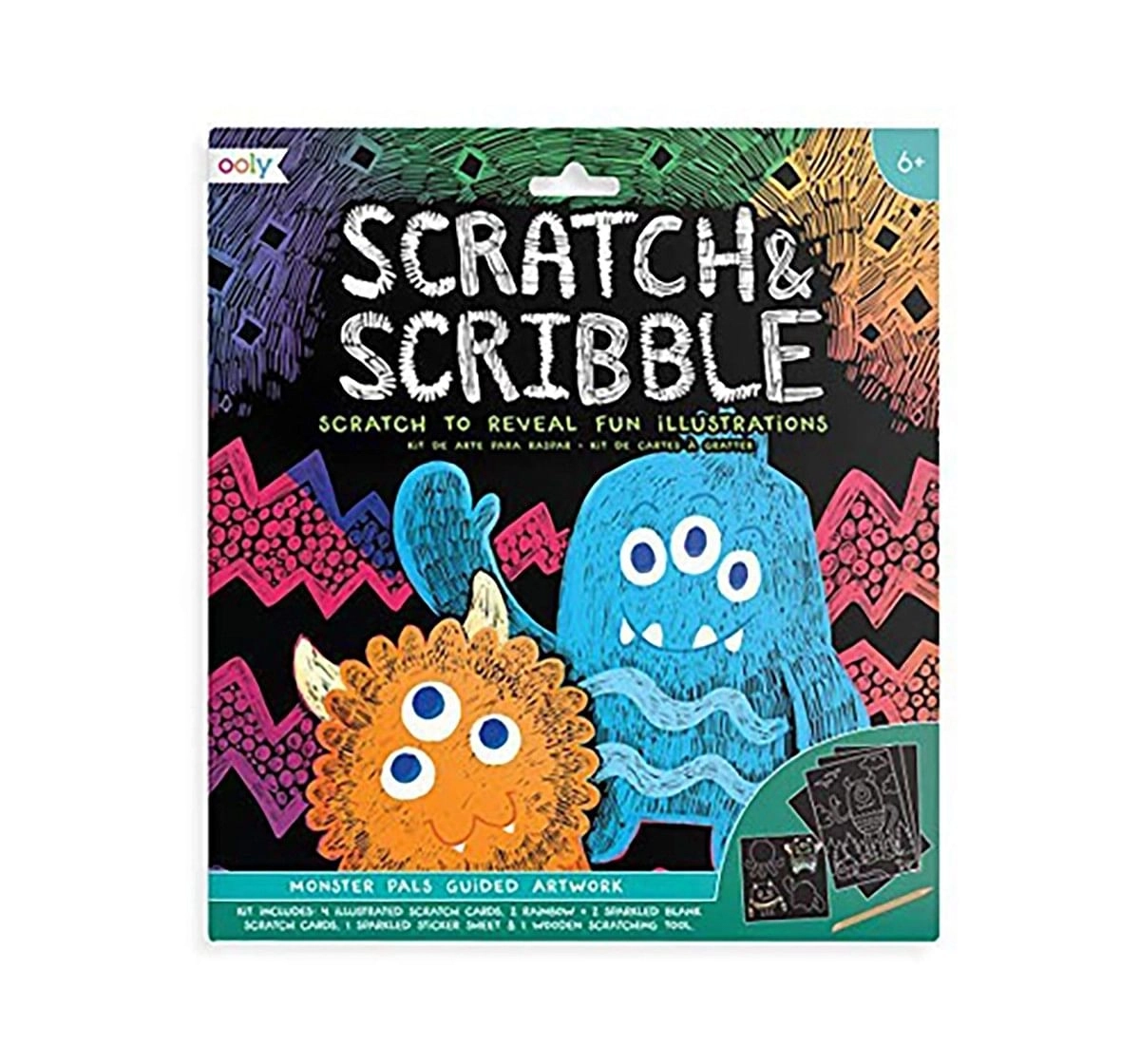 Ooly Scratch And Scribble Magical Monster Pals -Multicolor School Stationery for Kids age 6Y+ 