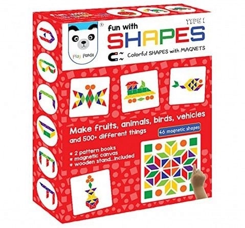 Play Panda Fun Magnetic Shapes (Senior) Type 1 With 44 Magnetic Shapes, 200 Pattern Book, Magnetic Board And Display Stand,  4Y+ (Multicolor)