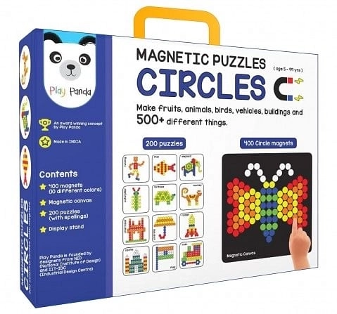 Play Panda Magnetic Puzzles Circles With 400 Magnets, 200 Puzzles, Magnetic Board And Display Stand,  4Y+ (Multicolor)
