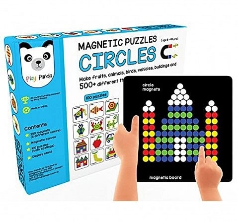 Play Panda Magnetic Puzzles : Circles With 250 Colorful Magnets, 100 Puzzle Book, Magnetic Board And Display Stand Puzzles for Kids Age 5Y+