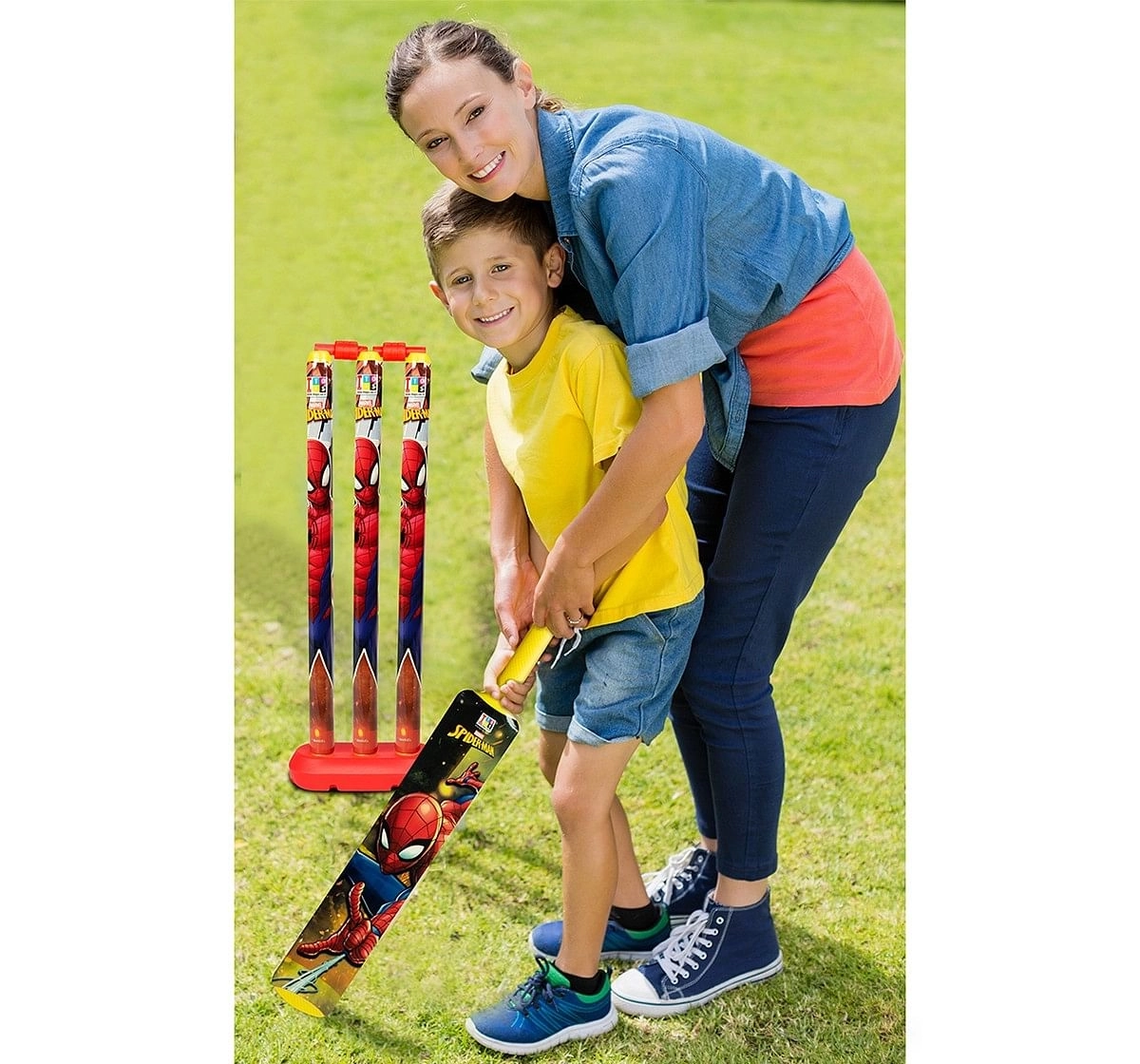 IToys Marvel Spiderman cricket set with 3 wickets for kids (Size.3),  3Y+(Multicolour)