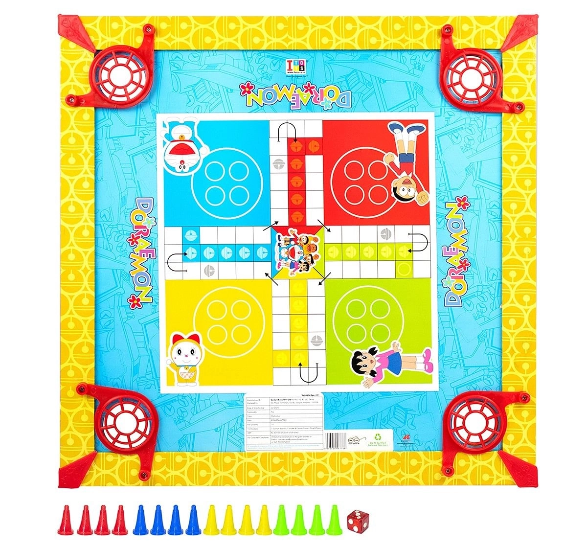 IToys Doraemon carrom for kids (20X20),  4Y+(Multicolour)