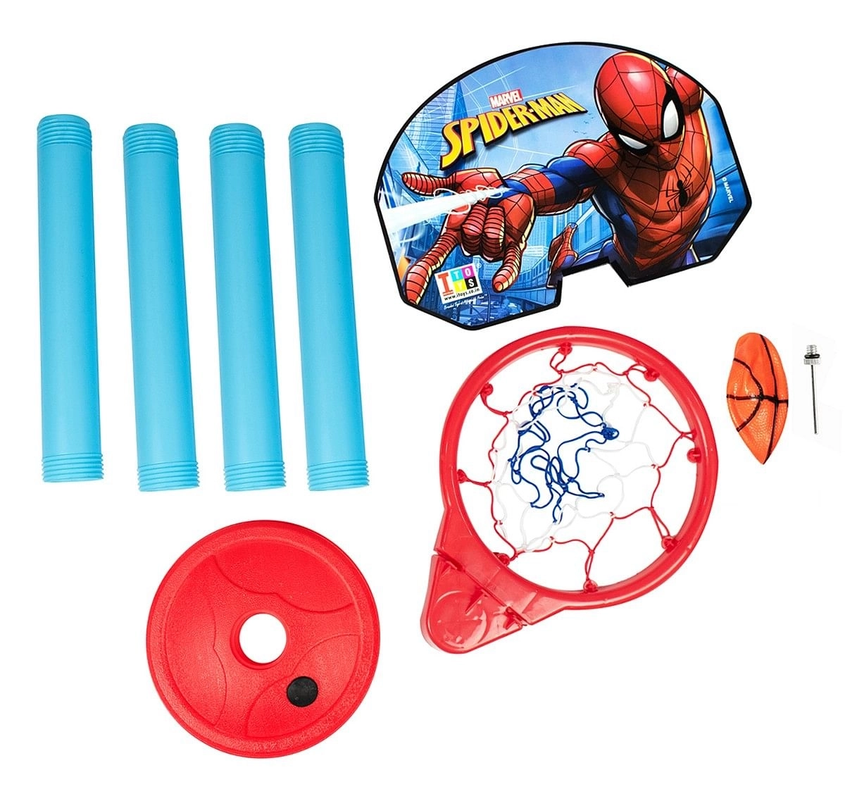 IToys Marvel Spiderman shooting champ basket ball set, standing basket ball for growing kids,  3Y+(Multicolour)
