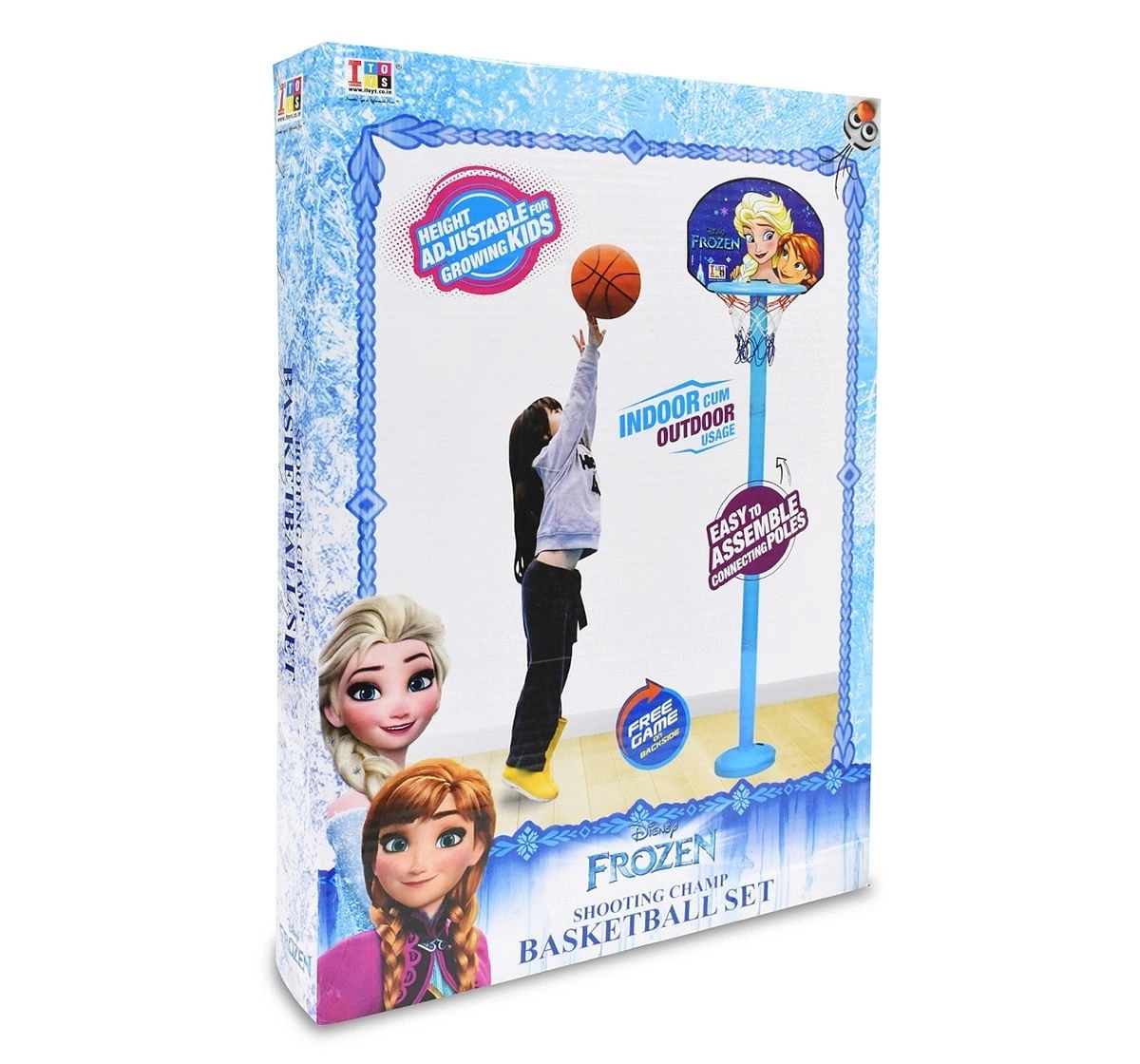 IToys Disney Frozen shooting champ basket ball set, standing basket ball for growing kids,  3Y+(Multicolour)