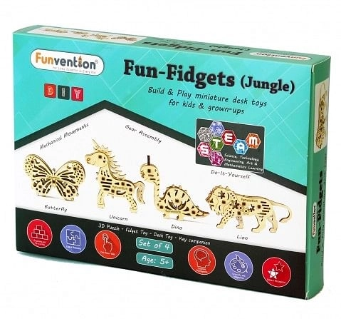 Funvention Fun Fidgets - Jungle - Set Of 4 Models Stem for Kids Age 5Y+