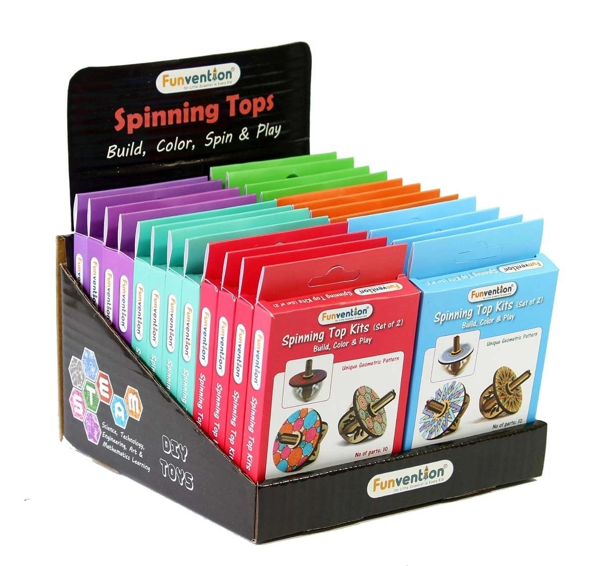 Funvention Spinning Tops Pack Of 24 Stem for Kids Age 3Y+