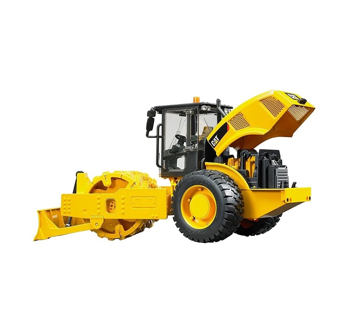 CAT Bruder 1:16 Caterpillar Vibratory Soil Compactor with Levelling Blade Vehicles for Kids age 4Y+ (Yellow)