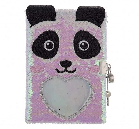 Mirada Panda Flip Sequin Notebook/Diary Study & Desk Accessories for age 3Y+ (White)