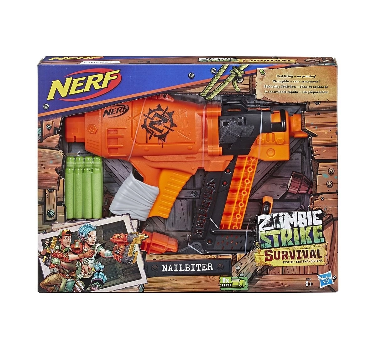 Nerf Zombie Strike Survival System Nailbiter Blaster Blasters for Kids age 8Y+ 