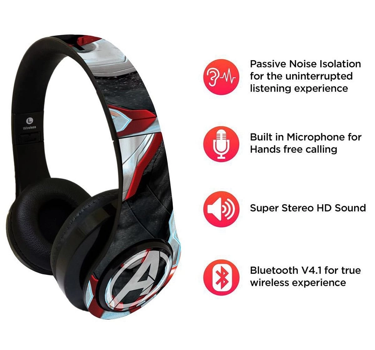 Macmerise Endgame Suit Avengers - Decibel Wireless On Ear Headphones Electronics Accessories for Kids Age 13Y+