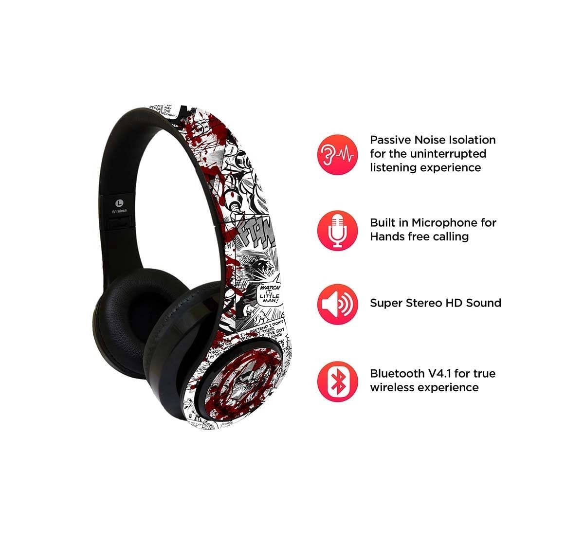 Macmerise Splash Out Ironman - Decibel Wireless On Ear Headphones Electronics Accessories for Kids Age 13Y+