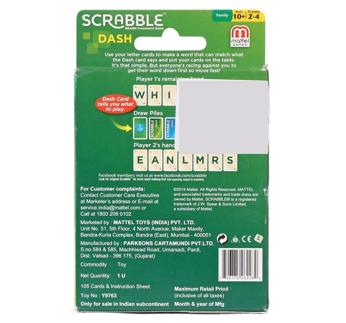  Mattel Scrabble Dash Card Game, Games for Kids age 10Y+ 