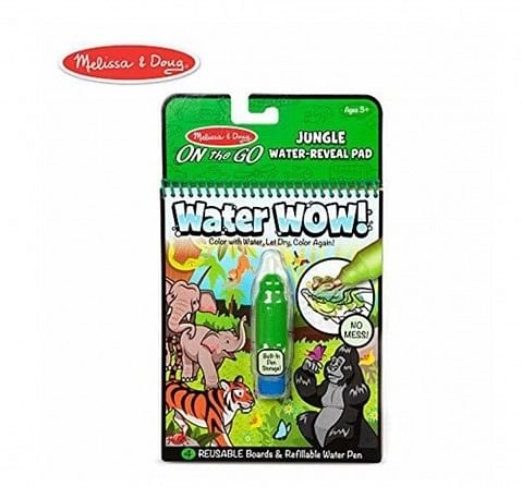 Melissa And Doug On The Go Water Wow! Jungle Activity Pad (Reusable Water-Reveal Coloring Book, Refillable Water Pen) Diy Art & Craft Kits for Kids Age 3Y+