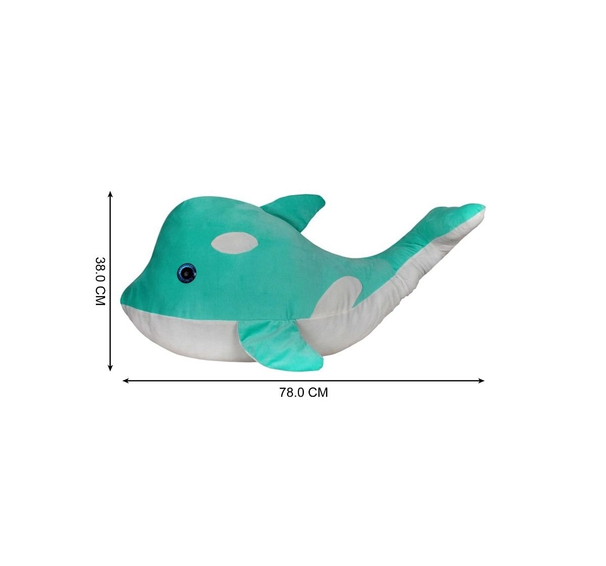 Fuzzbuzz Dolphin Plush - Mint - 100Cm Quirky Soft Toys for Kids age 12M+ - 33 Cm (Mint)