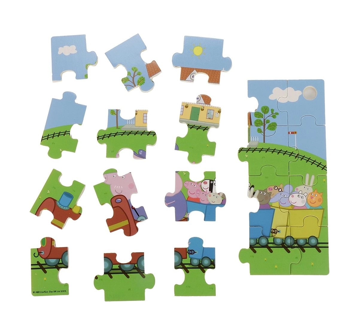 Peppa Pig, Lift Out Puzzle, 3-Asstorted Wooden Toys for Kids age 2Y+ 