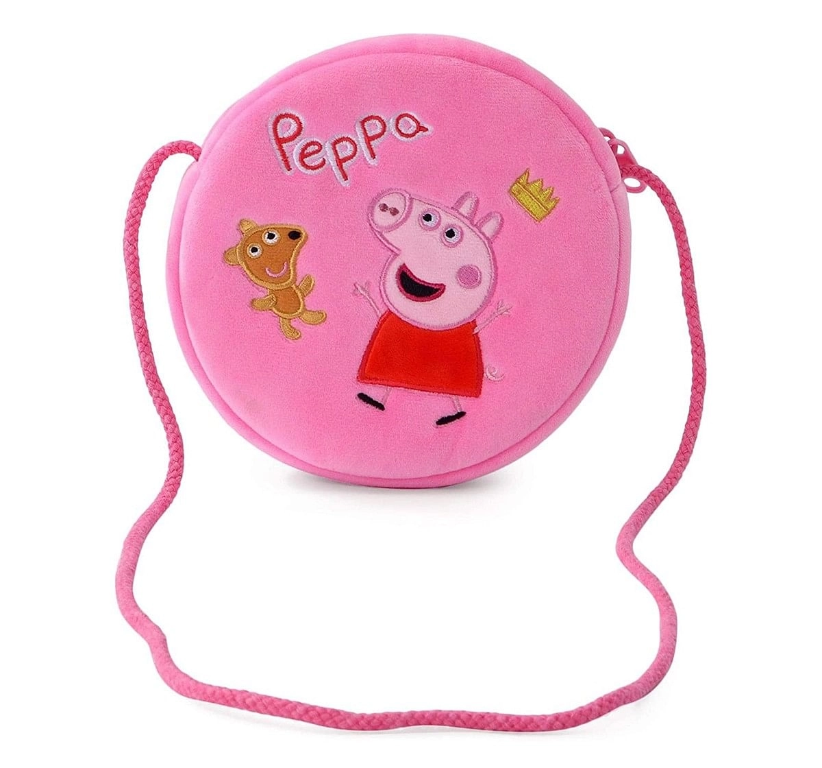 Peppa Pig with Bear Round Sling Bag Plush Accessory for age 3Y+ - 16 Cm (Pink)