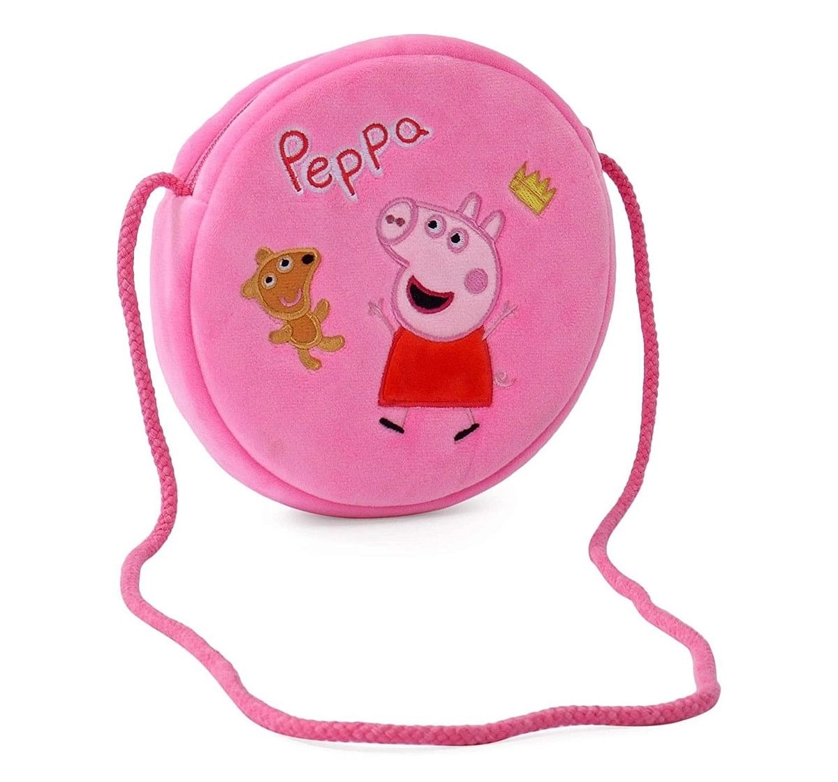 Peppa Pig with Bear Round Sling Bag Plush Accessory for age 3Y+ - 16 Cm (Pink)