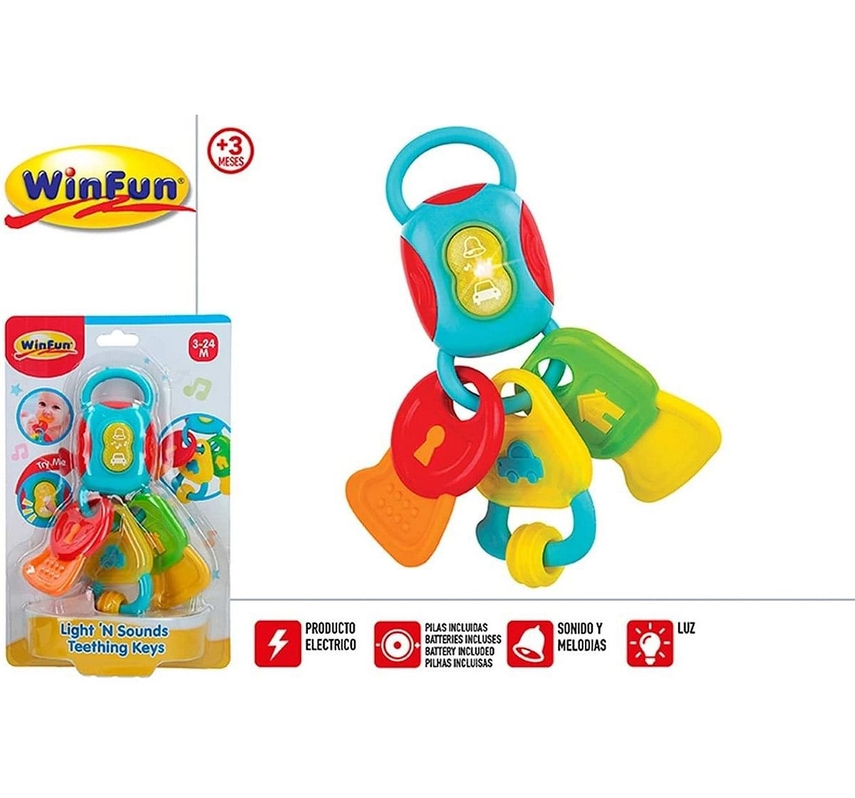 Winfun - Light & Sounds Teething Keys New Born for Kids age 3M+ 